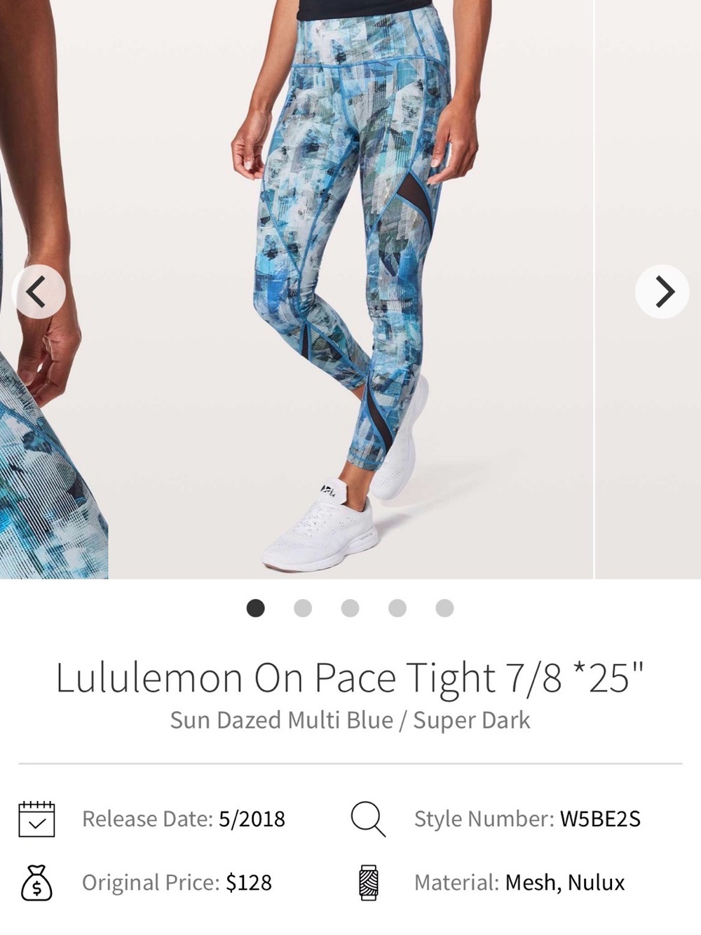 NWOT lululemon athletica Sun Dazed Multi Blue On Pace Tight 7/8